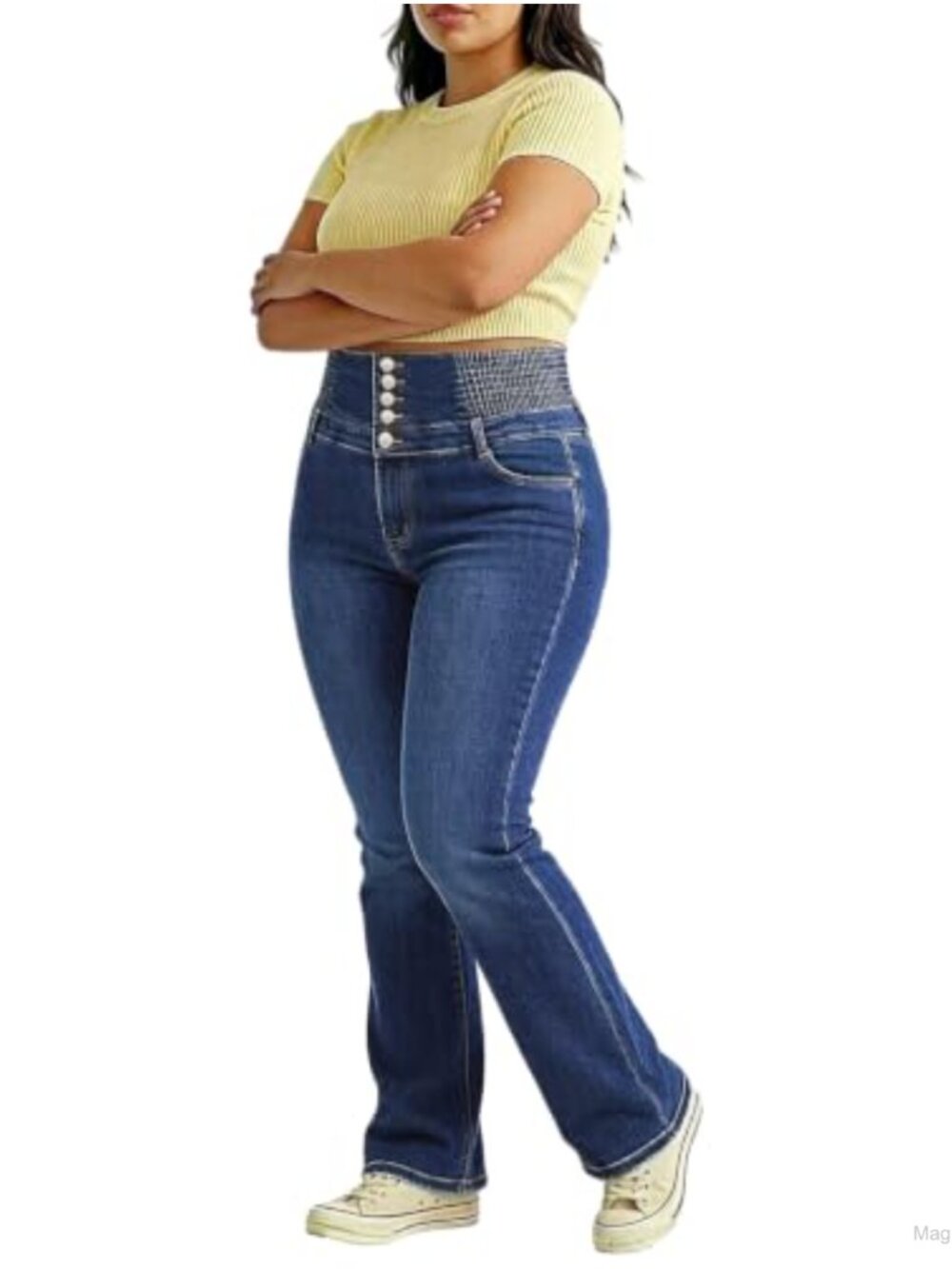 Plus Size Flare Jeans High Waisted Wide Leg Bell Bottom Stretchy Denim